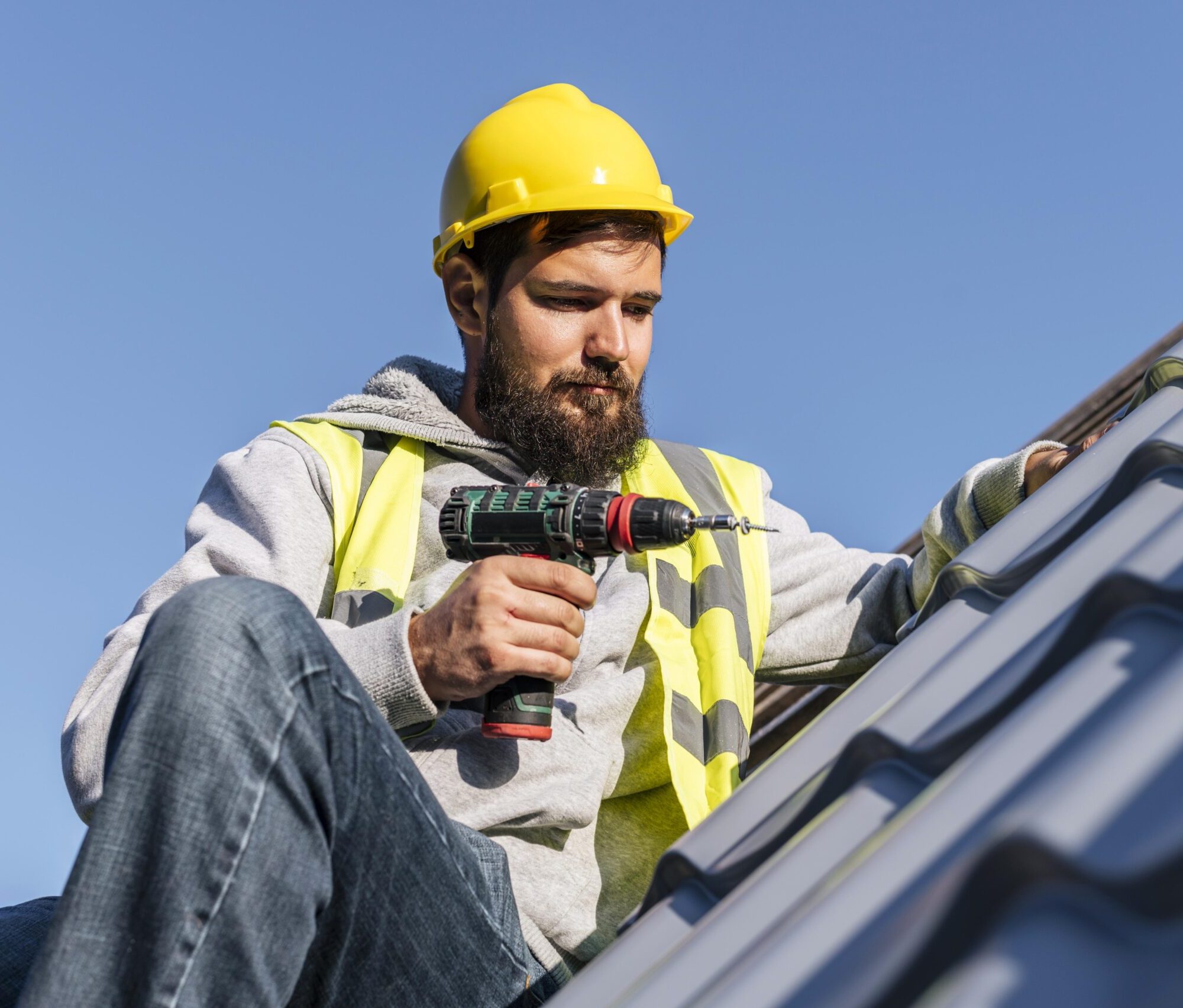 man-working-roof-front-view